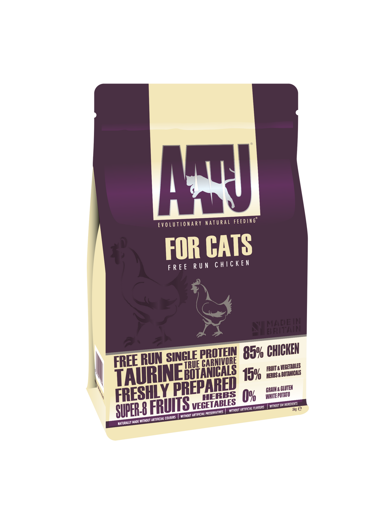 AATU 85/15 Grain Free Chicken Dry Cat Food - 3kg