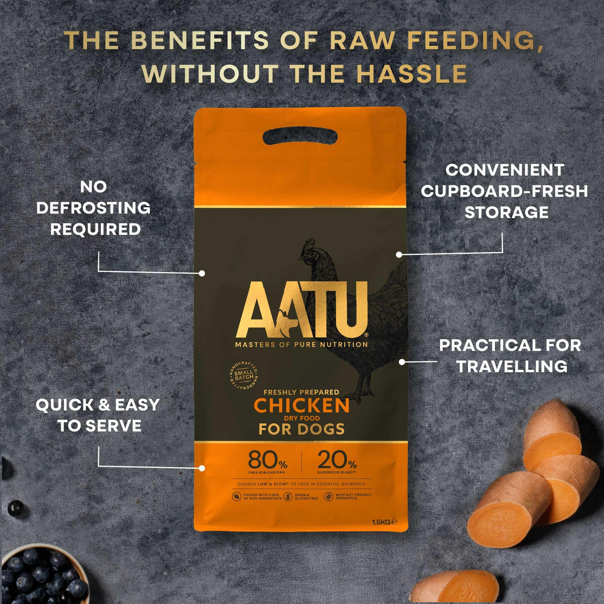 AATU 80/20 Grain Free Chicken Dry Dog Food - 10kg