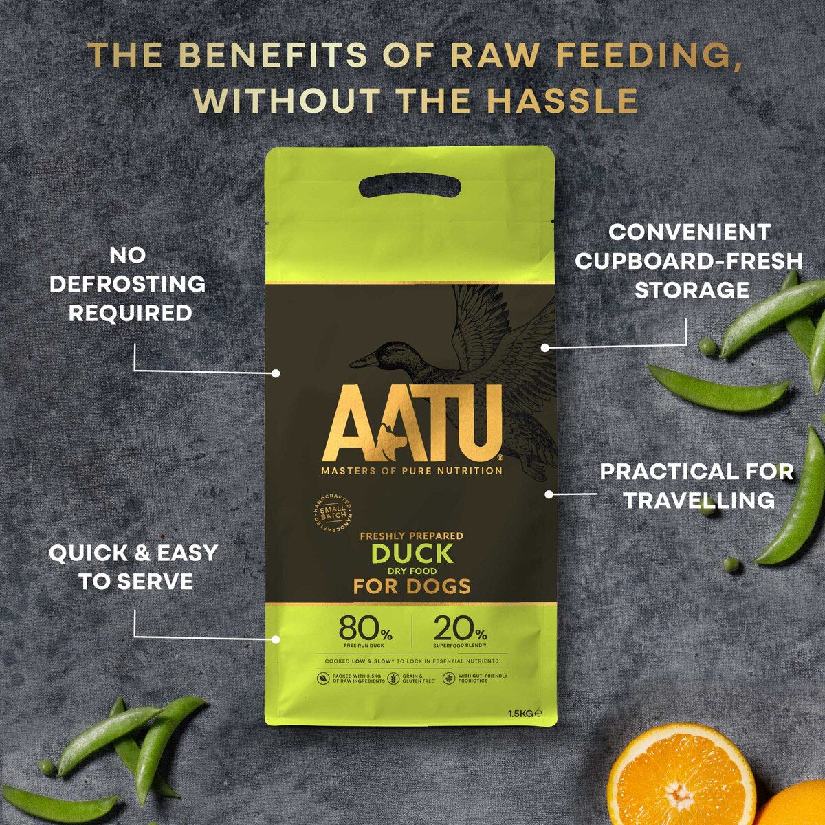 AATU 80/20 Grain Free Duck Dry Dog Food - 10kg