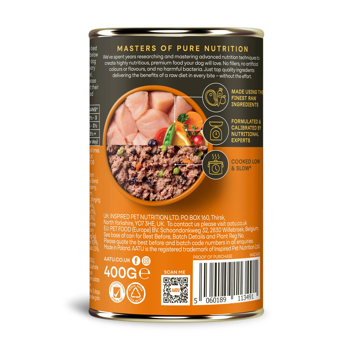 AATU Chicken Wet Dog Food - 6x400g