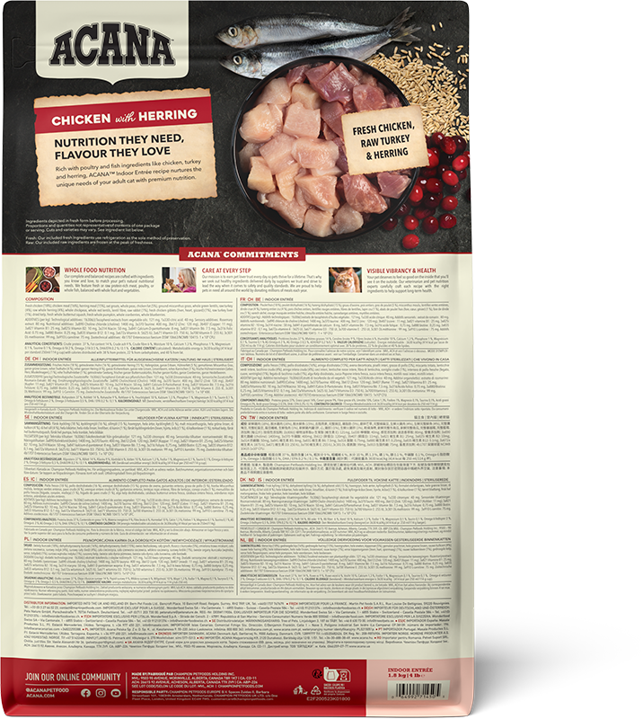 Acana Indoor Entree Adult Dry Cat Food - 1.8kg