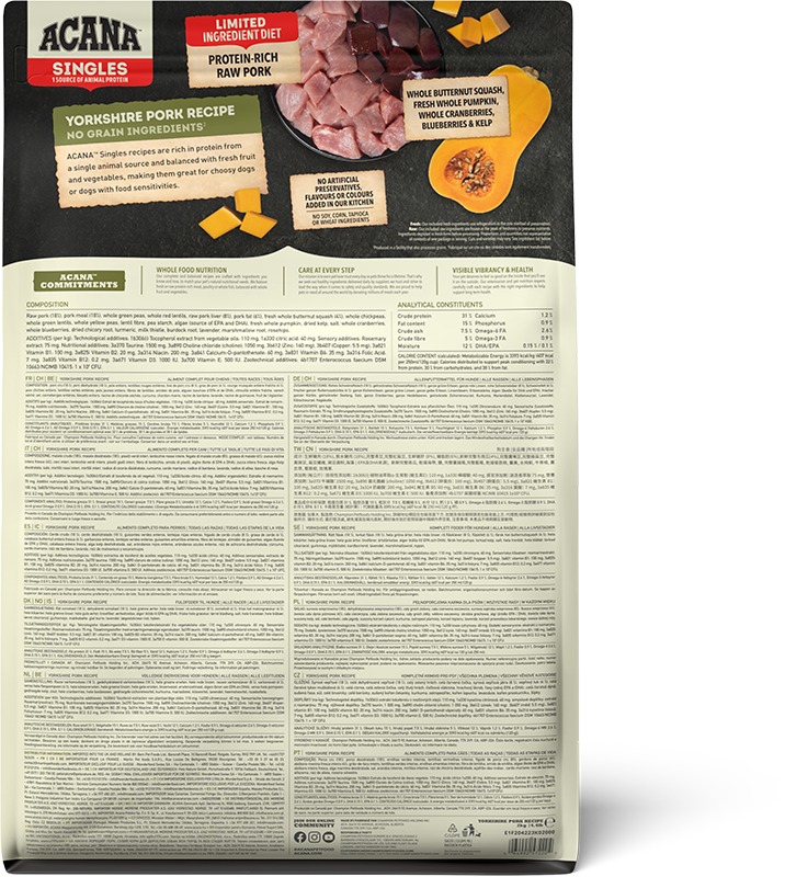 Acana Yorkshire Pork Grain Free Adult Dry Dog Food - 2kg