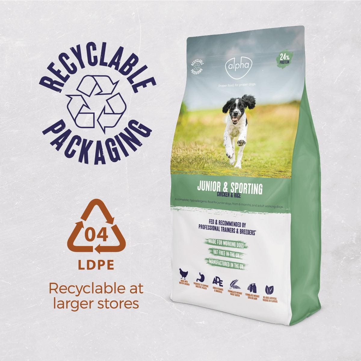 Alpha Sporting Junior Dry Dog Food - 15kg