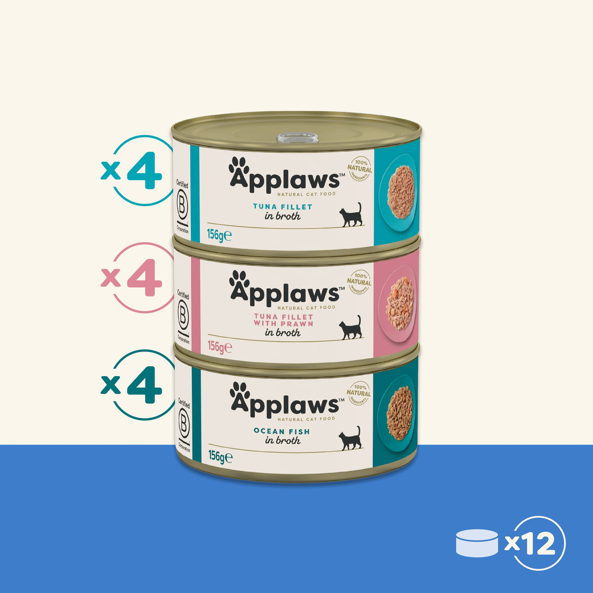 Applaws Fish Selection in Broth Adult Wet Cat Food Tins - 12x156g