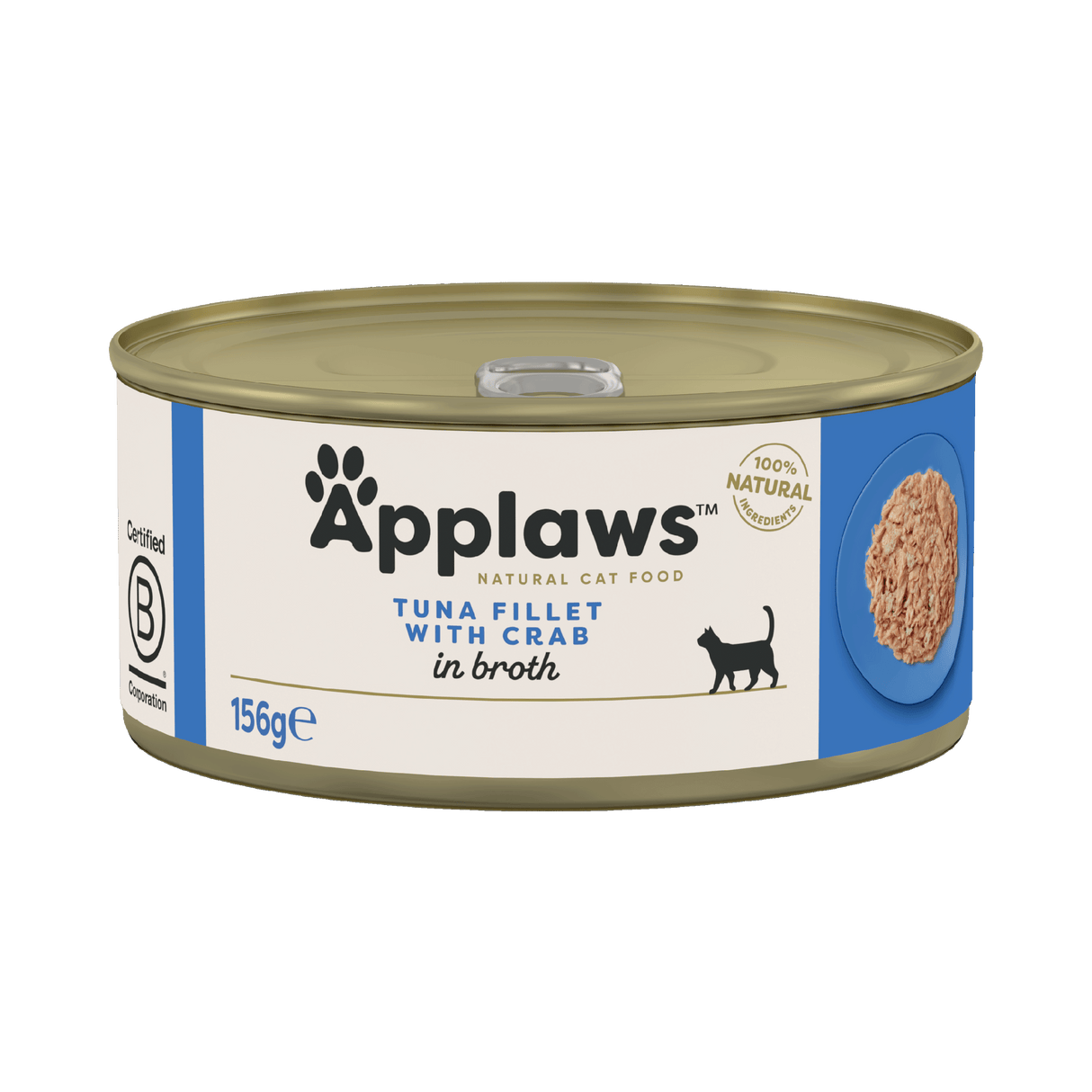 Applaws Tuna Fillet with Crab in Broth Adult Wet Cat Food Tins - 24x156g