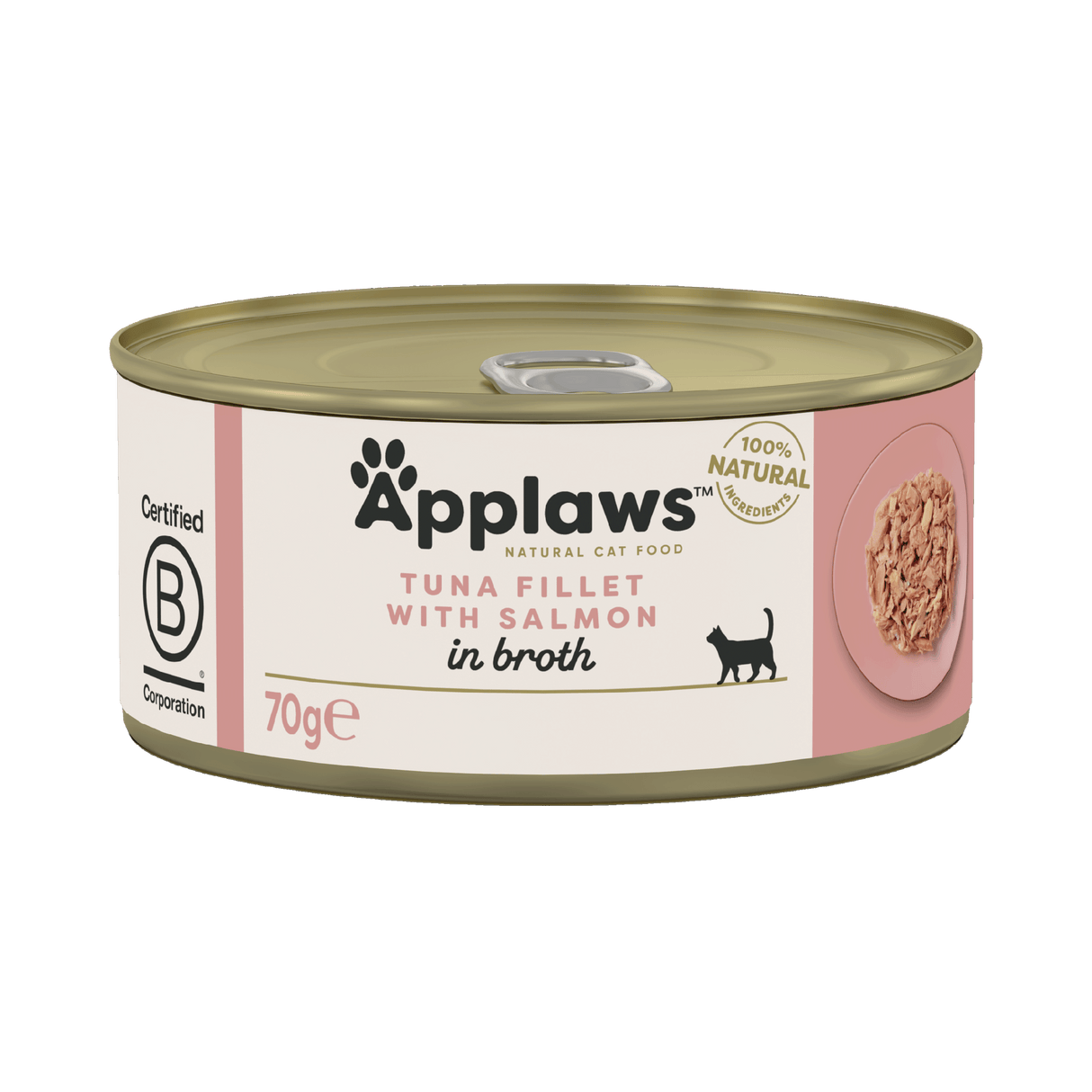 Applaws Tuna Fillet with Salmon in Broth Adult Wet Cat Food Tins - 24x70g