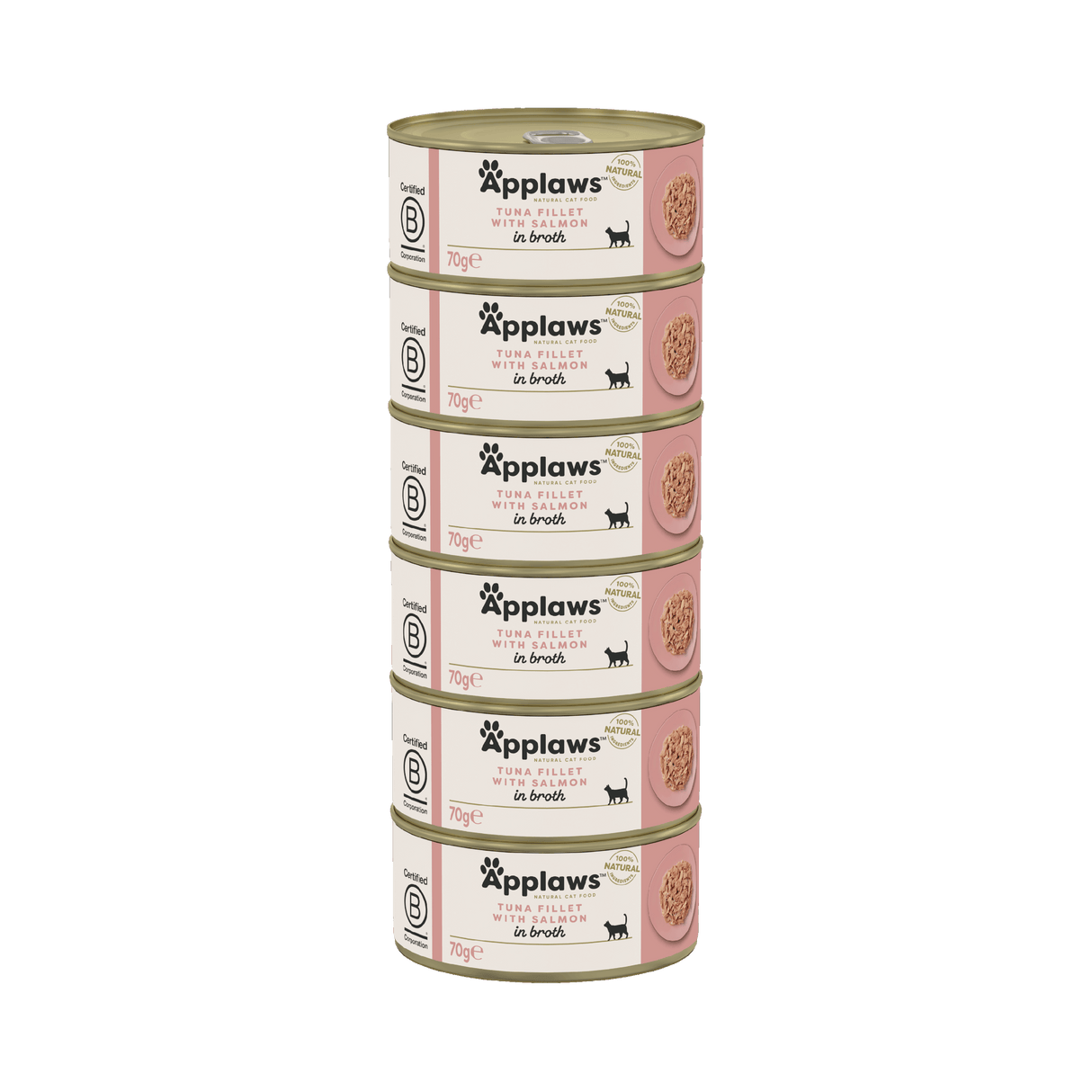 Applaws Tuna Fillet with Salmon in Broth Adult Wet Cat Food Tins - 24x70g