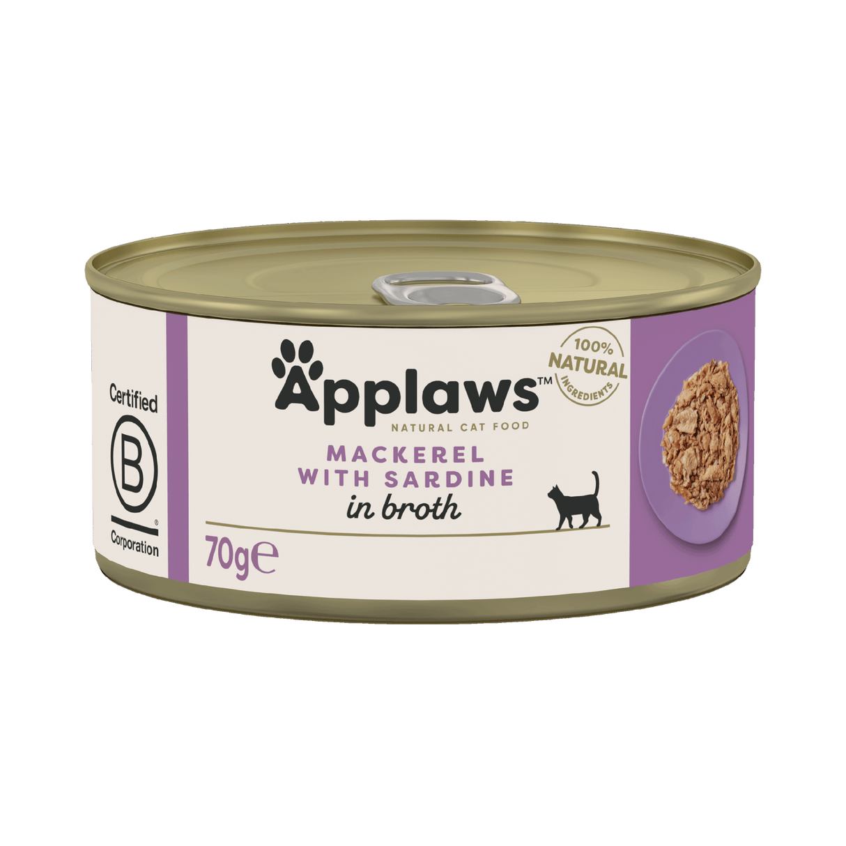 Applaws Mackerel with Sardine in Broth Adult Wet Cat Food Tins - 24 x 70g