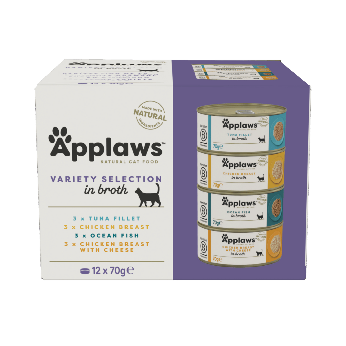 Applaws Variety Selection in Broth Adult Wet Cat Food Tins - 12 x 70g
