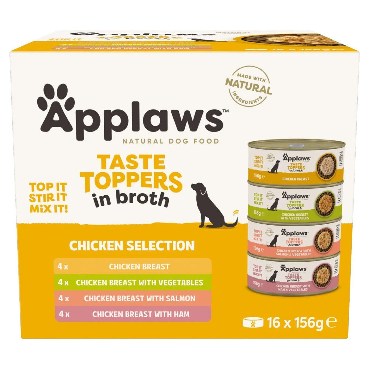 Applaws Taste Toppers Mixed Broth Variety Pack Wet Dog Food Tins - 16 x 156g