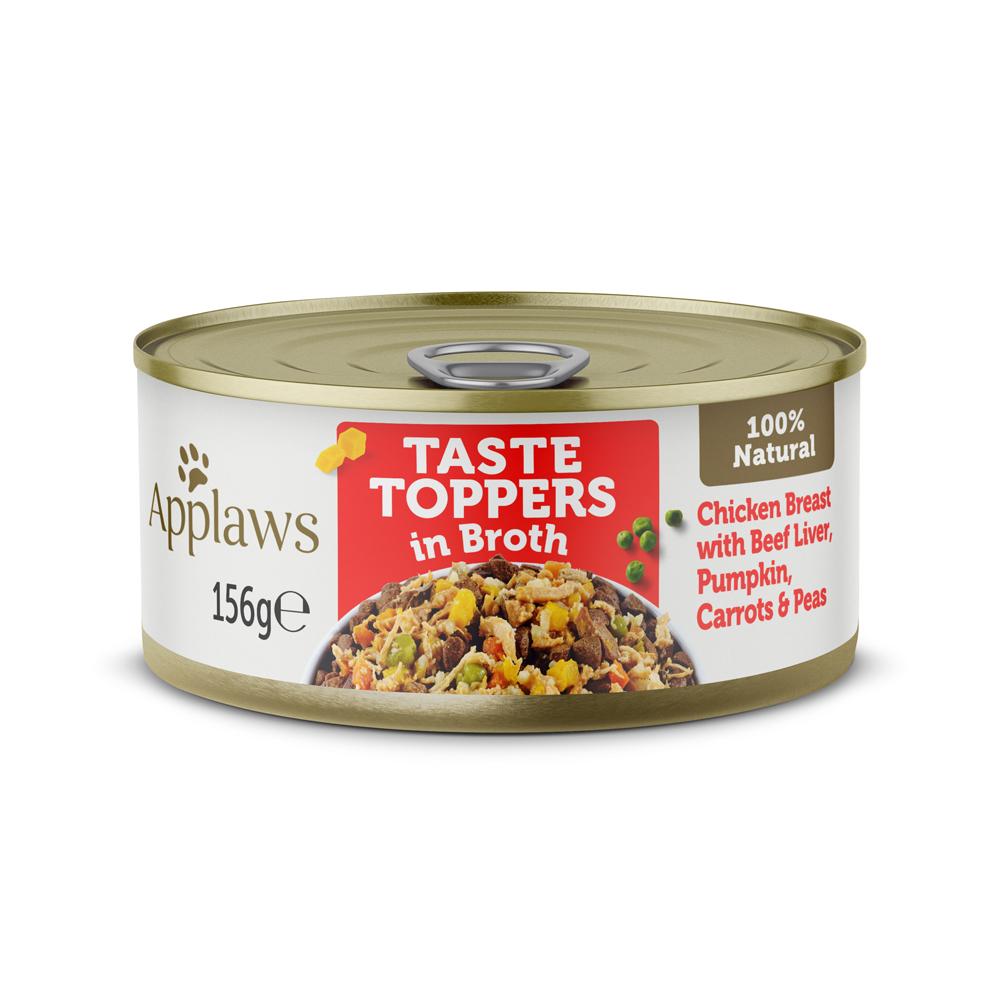 Applaws Taste Toppers Chicken with Beef Liver in Broth Adult Wet Dog Food Tins - 12 x 156g