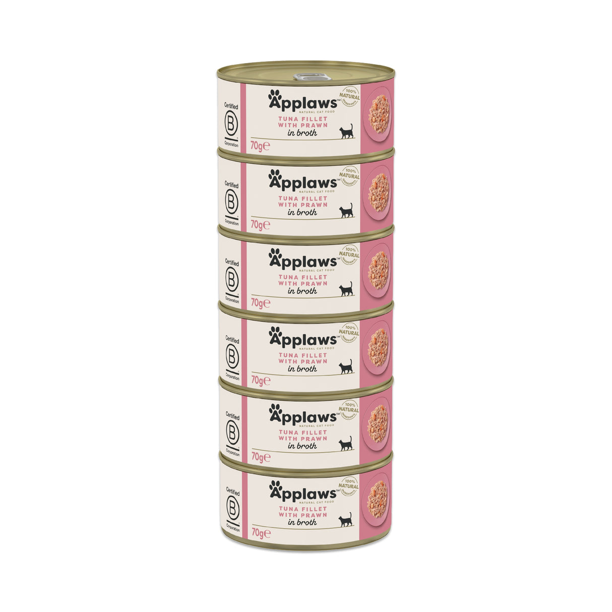 Applaws Tuna Fillet with Prawn in Broth Adult Wet Cat Food Tins - 24 x 70g