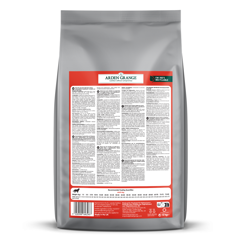 Arden Grange Chicken & Superfoods Grain Free Dry Dog Food - 12kg