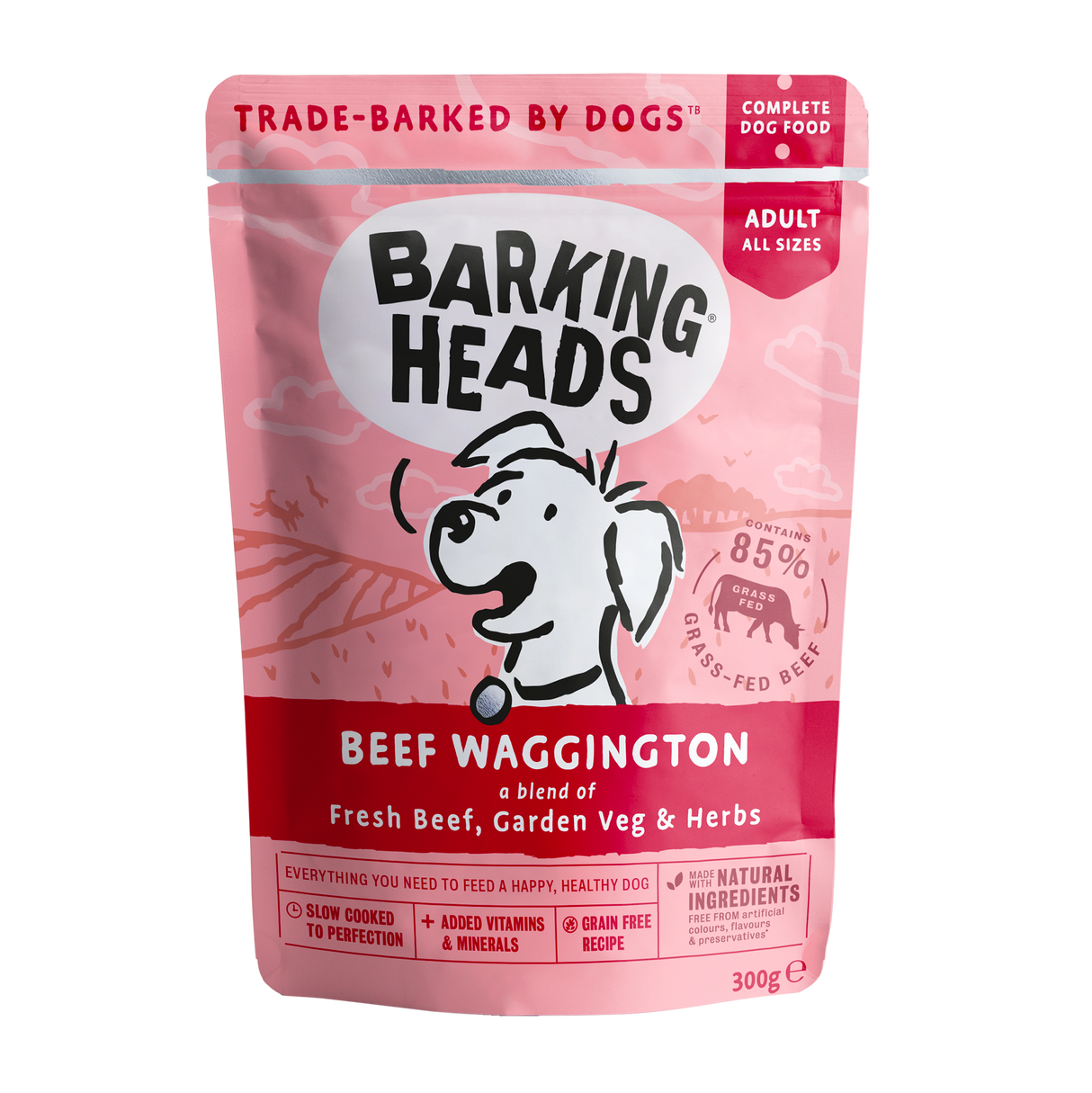 Barking Heads Beef Waggington Dog Pouches - 10 x 300g