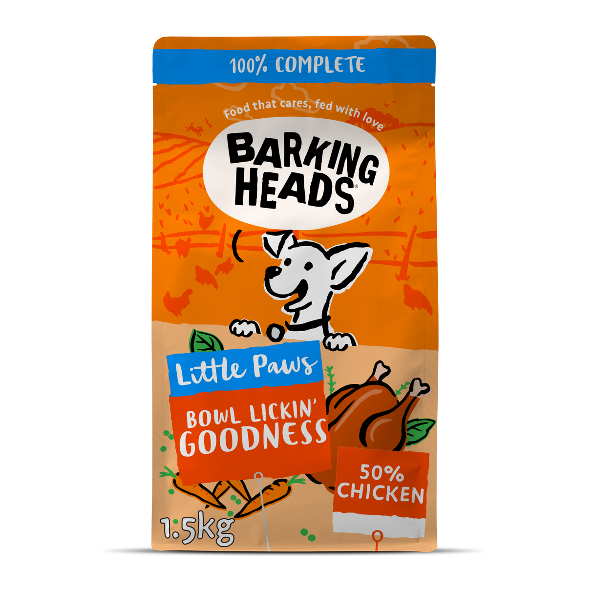 Barking Heads Little Paws Bowl Lickin' Goodness Chicken Dry Dog Food - 1.5kg