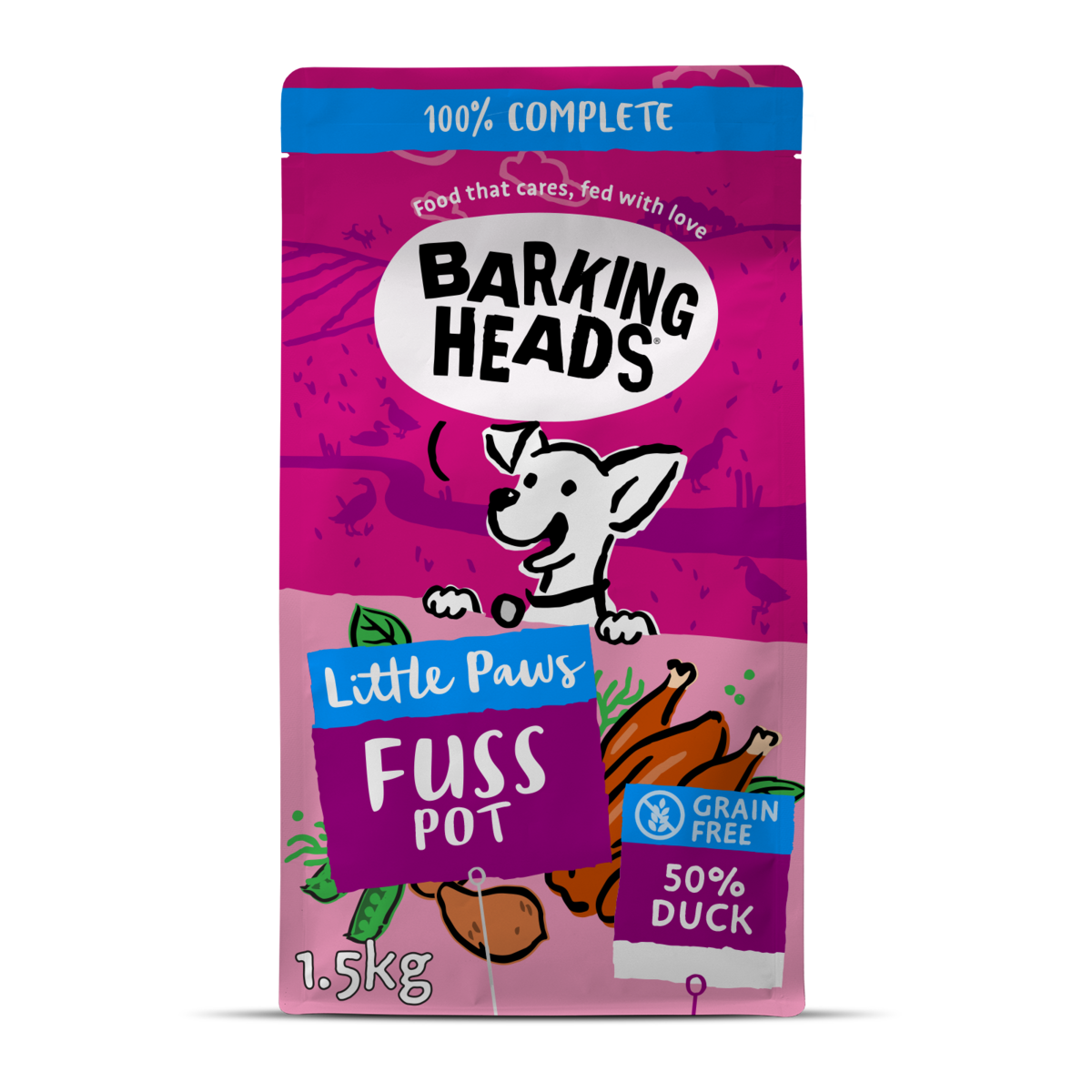 Barking Heads Small Breed Little Paws Fuss Pot Duck Dry Dog Food -1.5kg