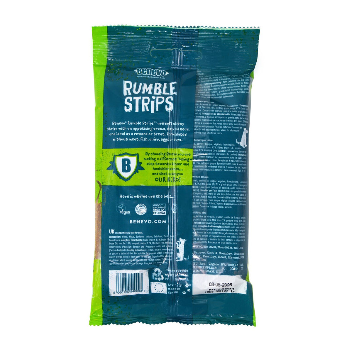 Benevo Rumble Strips Dog Treats - 180g