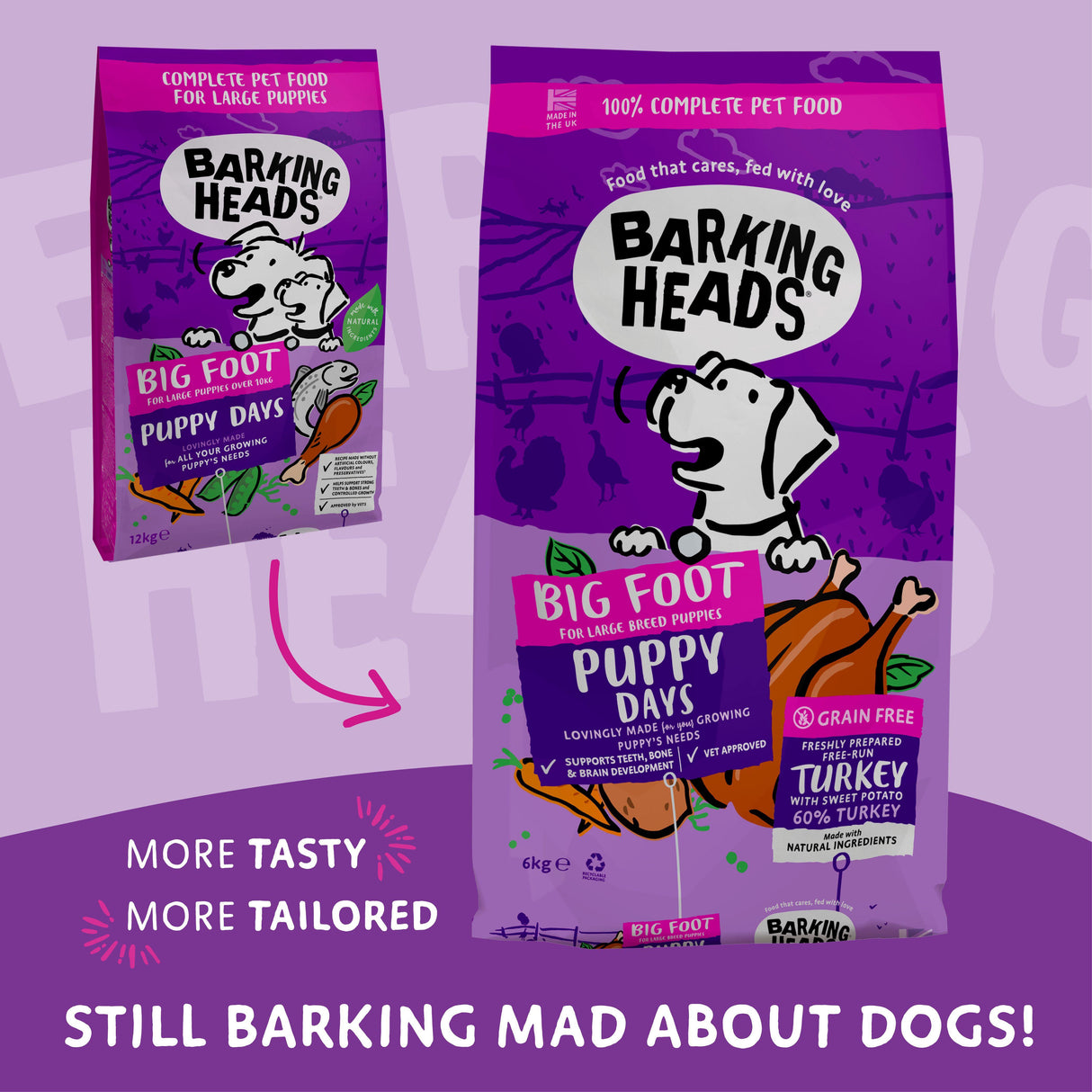 Barking Heads Big Foot Puppy Days Turkey Dry Dog Food- 6kg