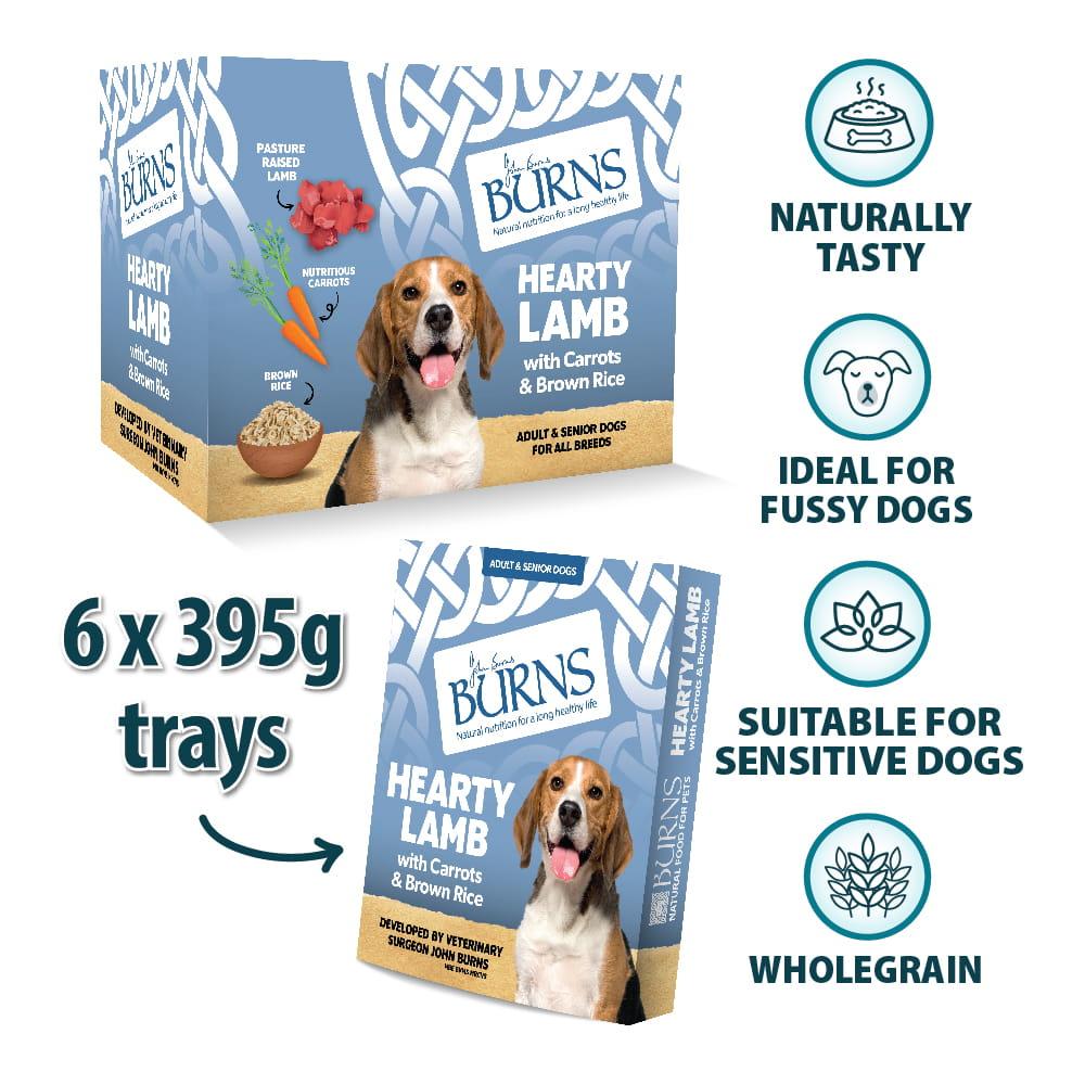 Burns Hearty Lamb with Carrots and Organic Brown Rice Wet Dog Food Trays - 6 x 395g