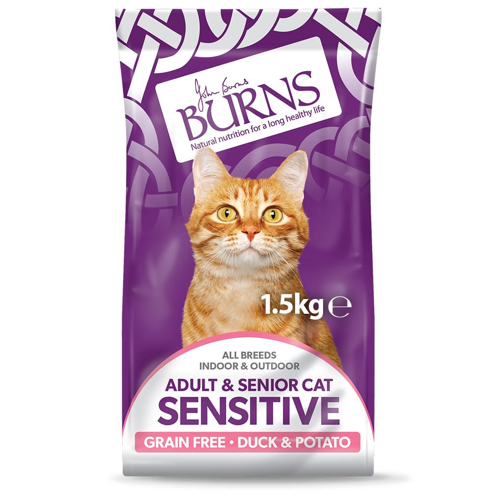 Burns Sensitive Grain Free Duck & Potato Dry Cat Food - 1.5kg