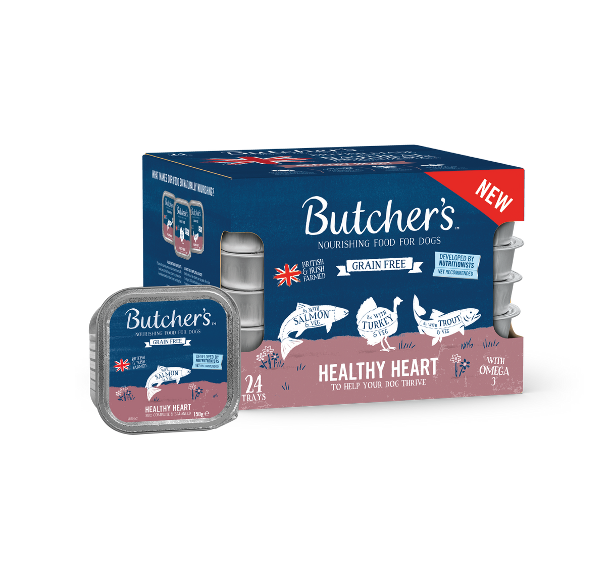 Butchers Healthy Heart Wet Dog Food Trays - 24 x 150g