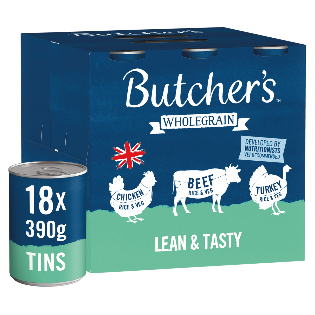 Butchers Lean & Tasty Chunks Wet Dog Food Cans - 18x390g