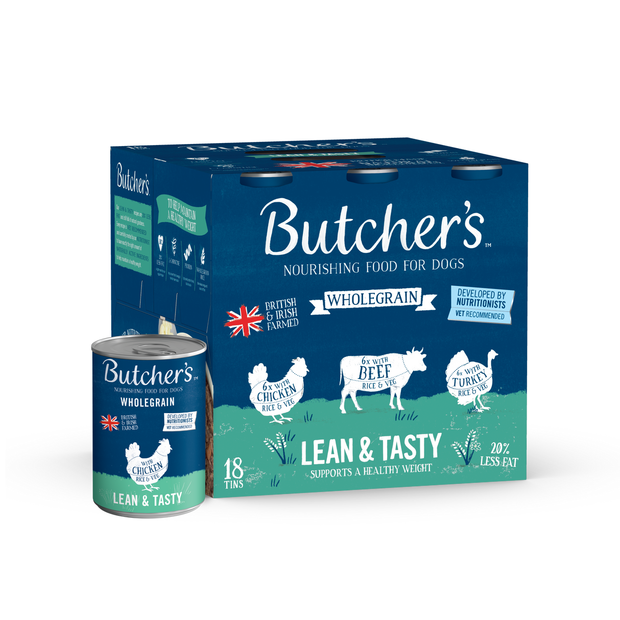 Butchers Lean & Tasty Chunks Wet Dog Food Cans - 18x390g