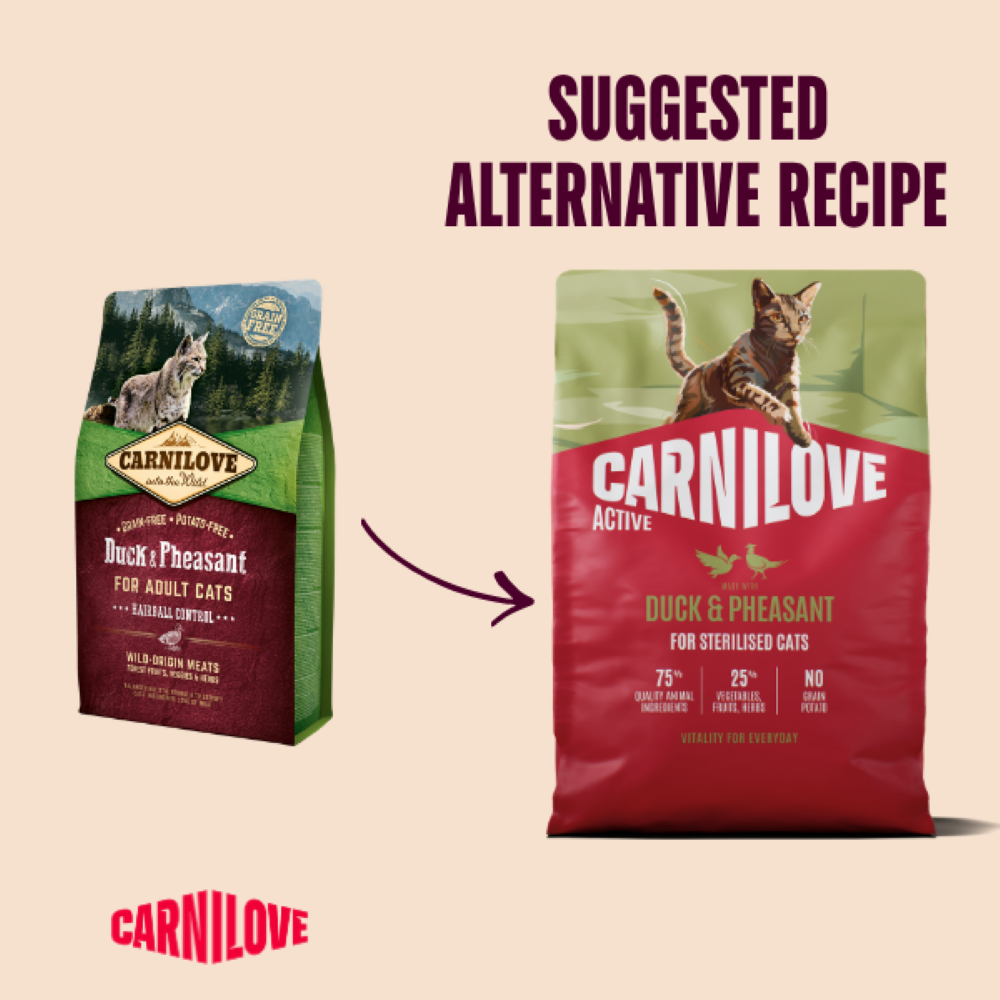 Carnilove Active Duck & Pheasant Sterilised Adult Dry Cat Food – 6kg