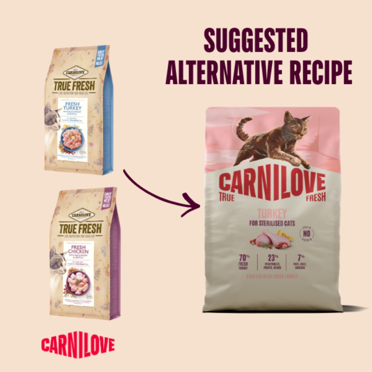 Carnilove True Fresh Turkey Adult Dry Cat Food - 400g
