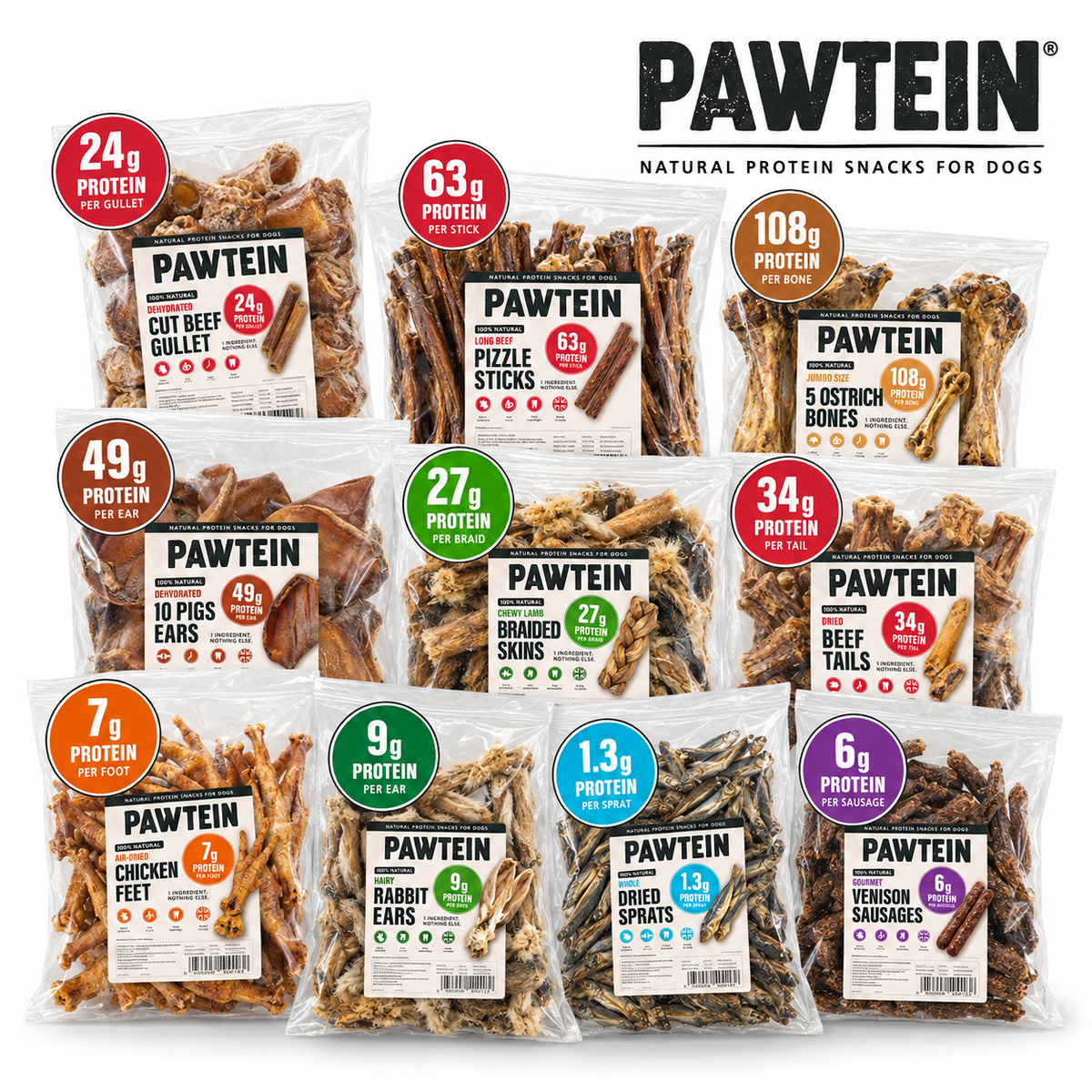Pawtein Natural Dog Treats | 100% Natural Chews