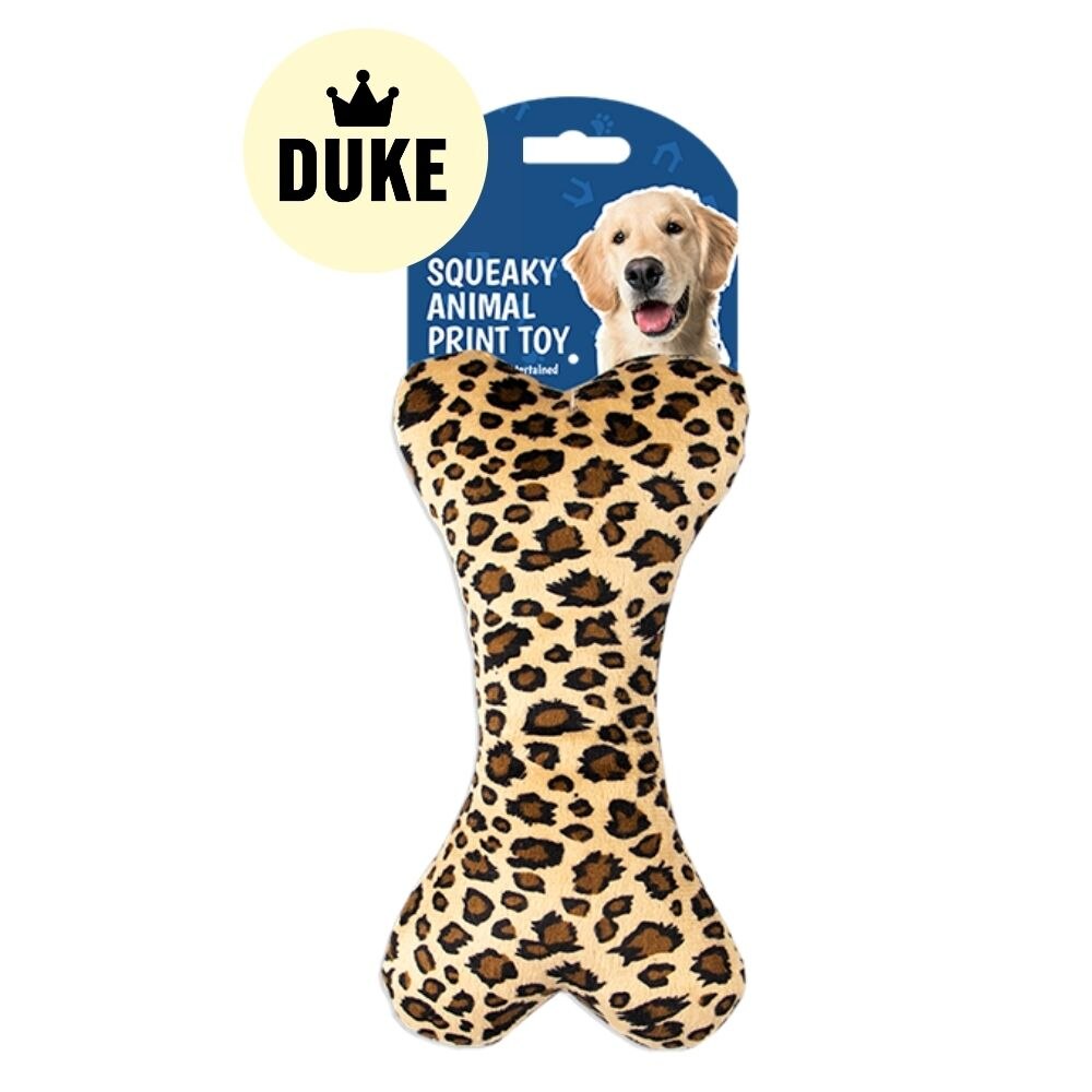 DUKE Animal Print Squeaky Dog Toy