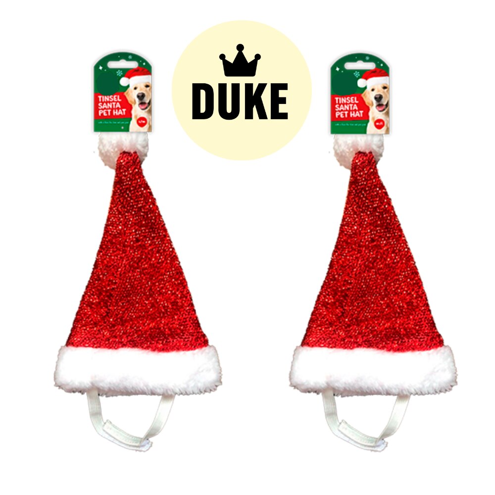 DUKE Christmas Pet Tinsel Santa Hat