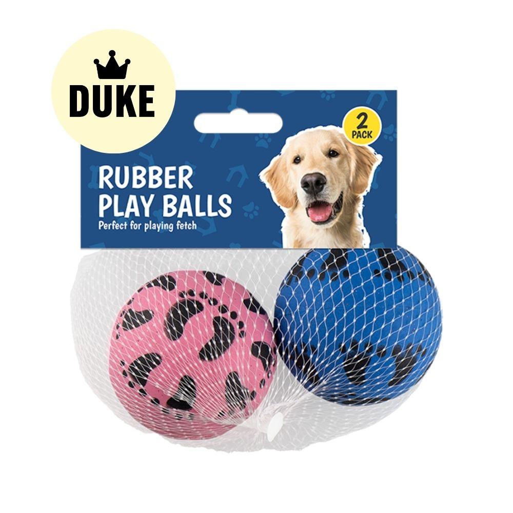 DUKE Pet Rubber Play Balls - 2 Pack