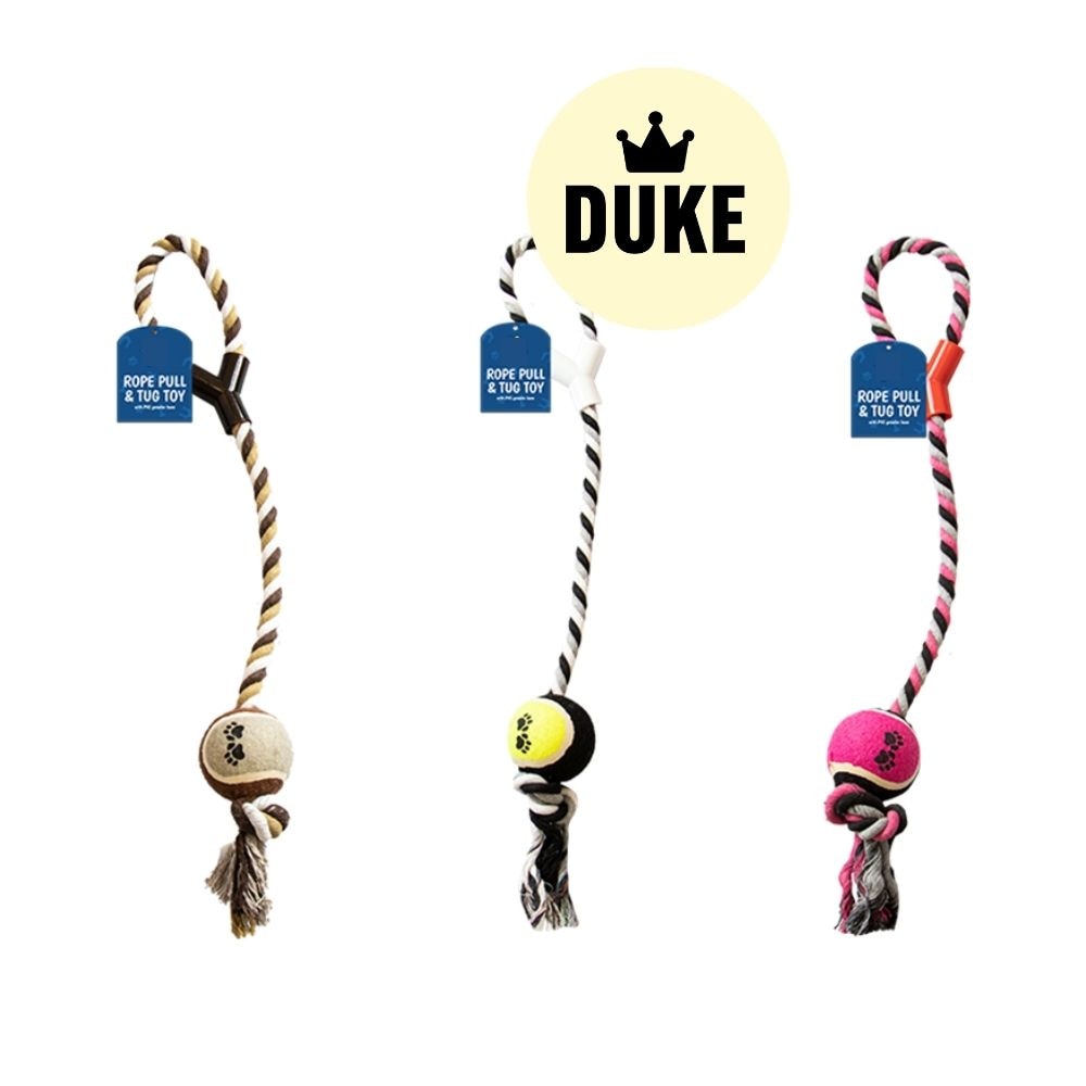 DUKE Rope Dog Tugger Toy With Ball