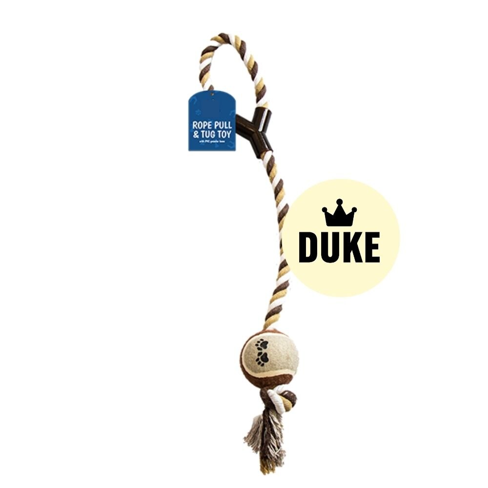 DUKE Rope Dog Tugger Toy With Ball