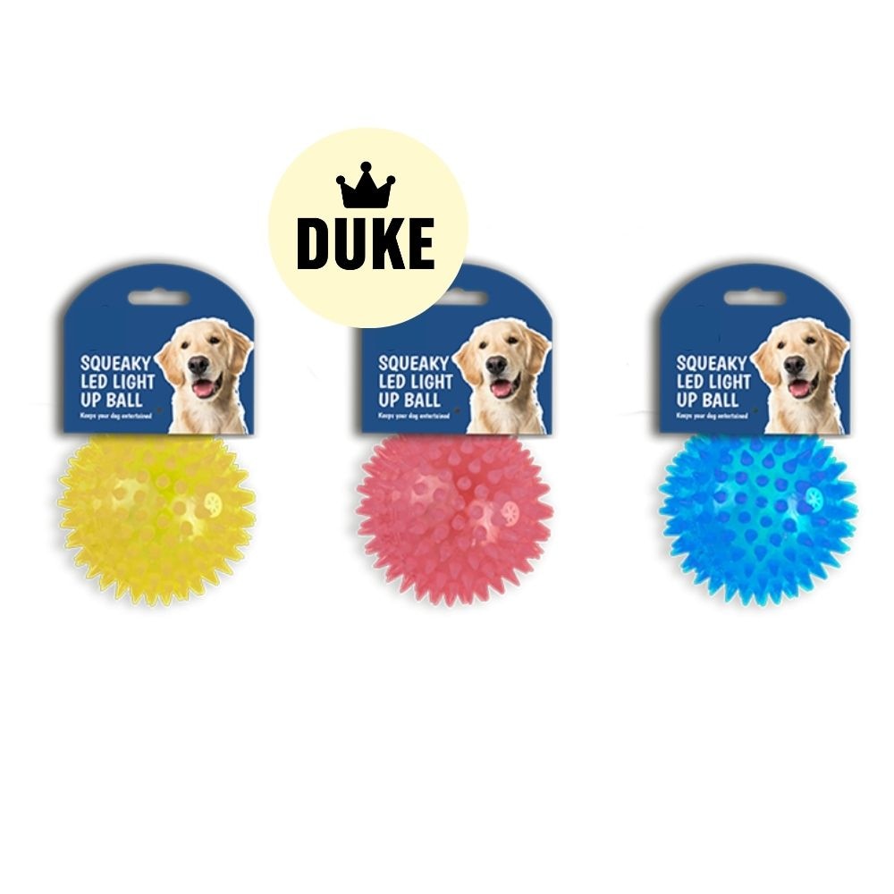 DUKE Squeaky LED Light Up Ball Dog Toy