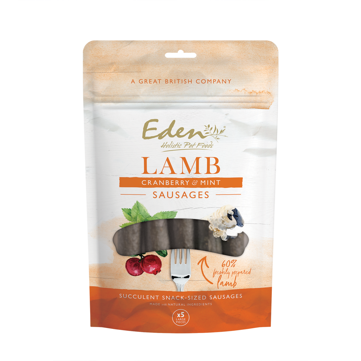 Eden Lamb, Cranberry & Mint Sausage Dog Treats - 5 Pack