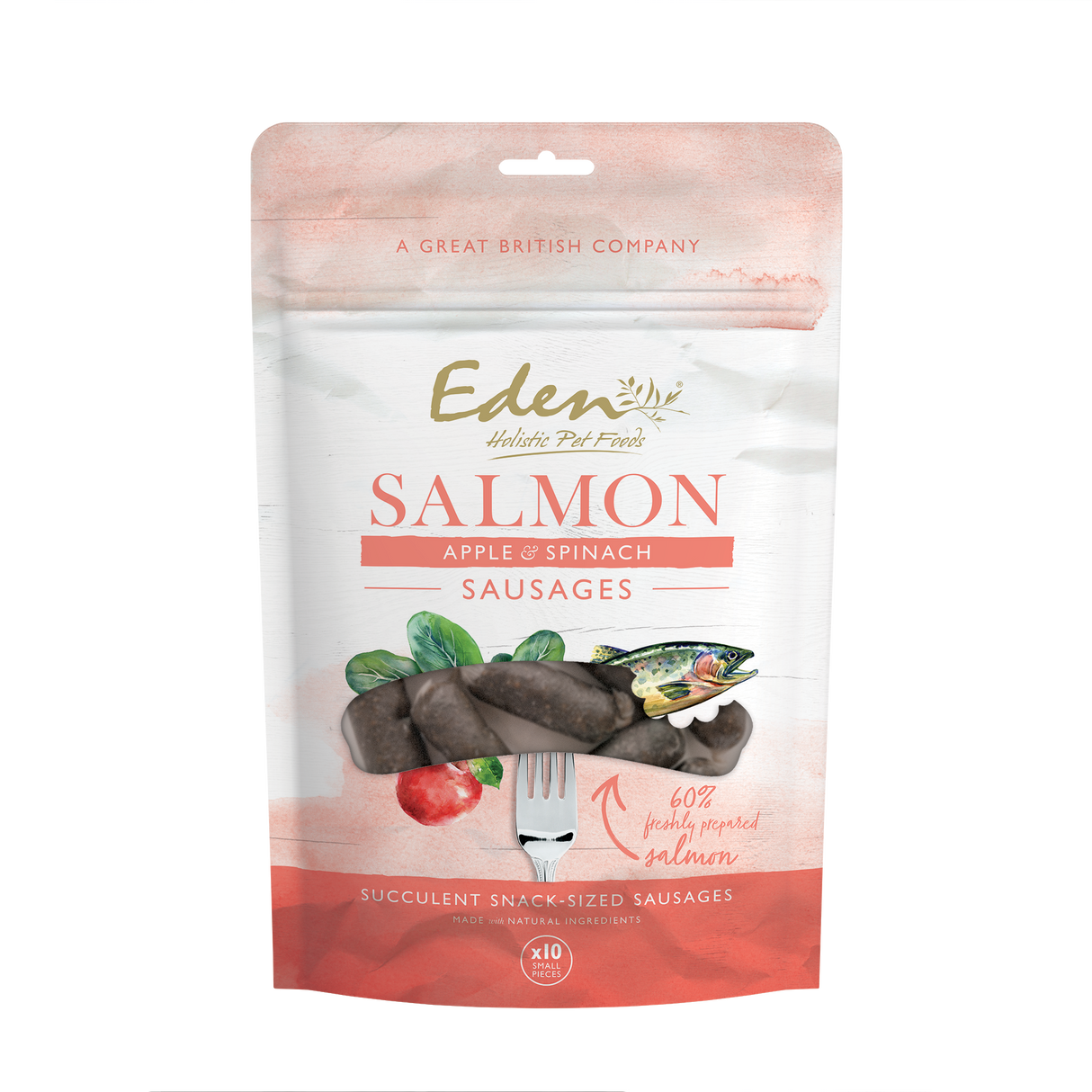 Eden Salmon, Apple & Spinach Sausage Dog Treats - 10 Pack