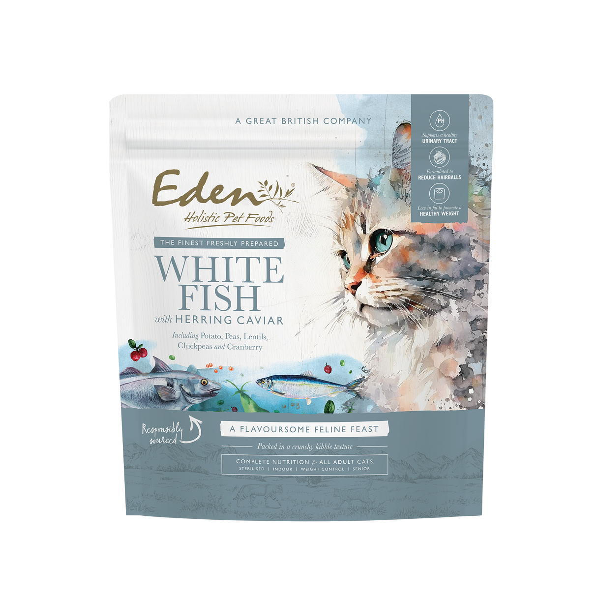 Eden White Fish & Herring Caviar Adult Dry Cat Food - 1.5kg