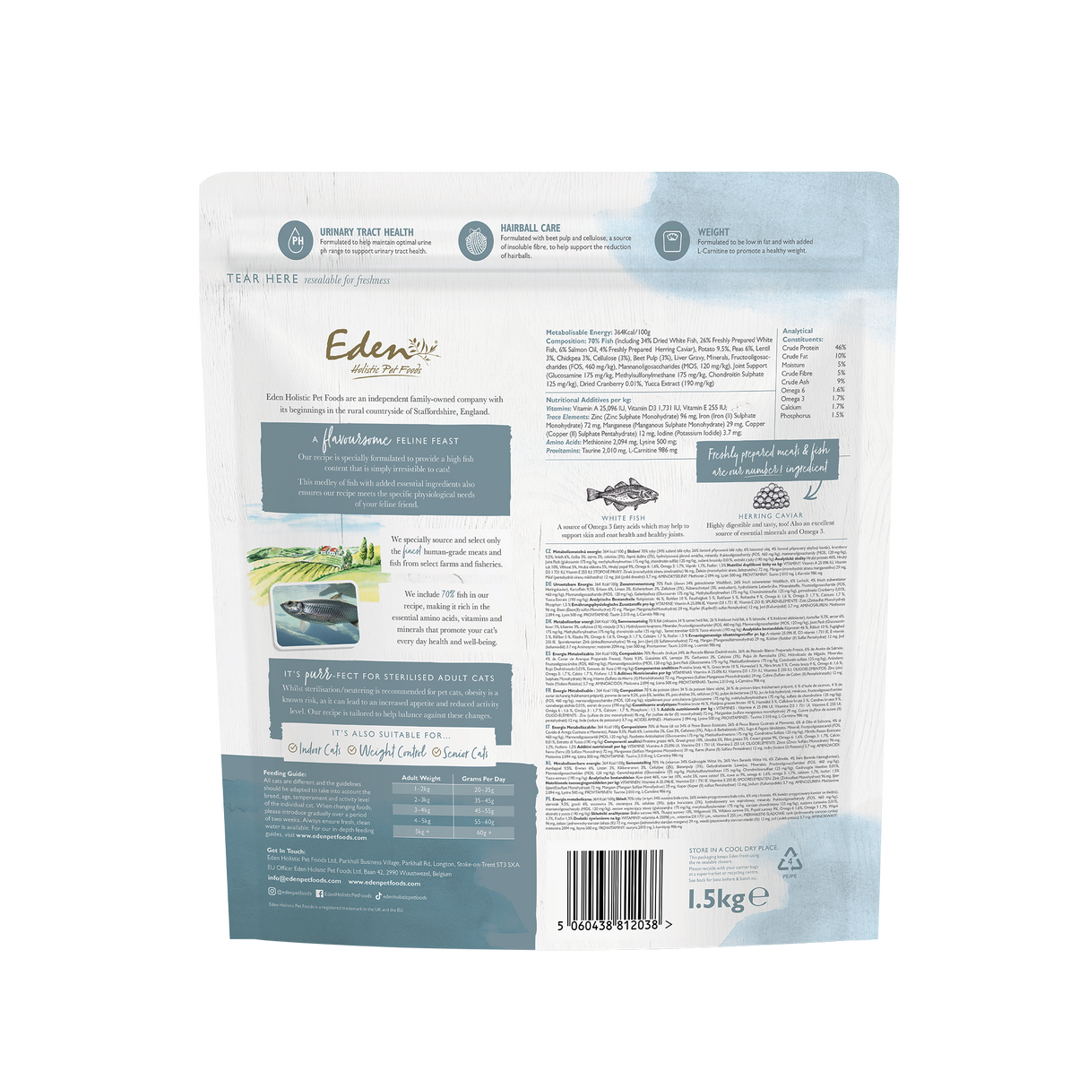 Eden White Fish & Herring Caviar Adult Dry Cat Food - 1.5kg