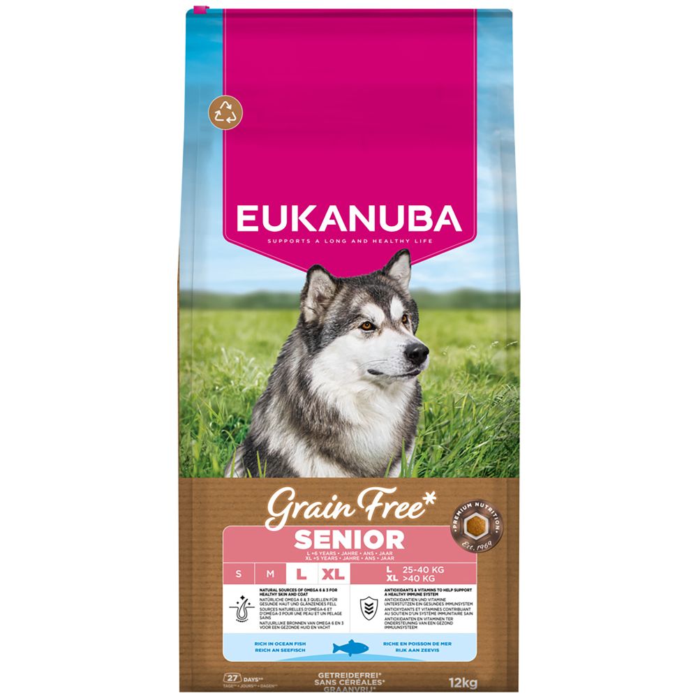 Eukanuba Grain Free Large Senior Dog Ocean Fish Dry Food - 12kg
