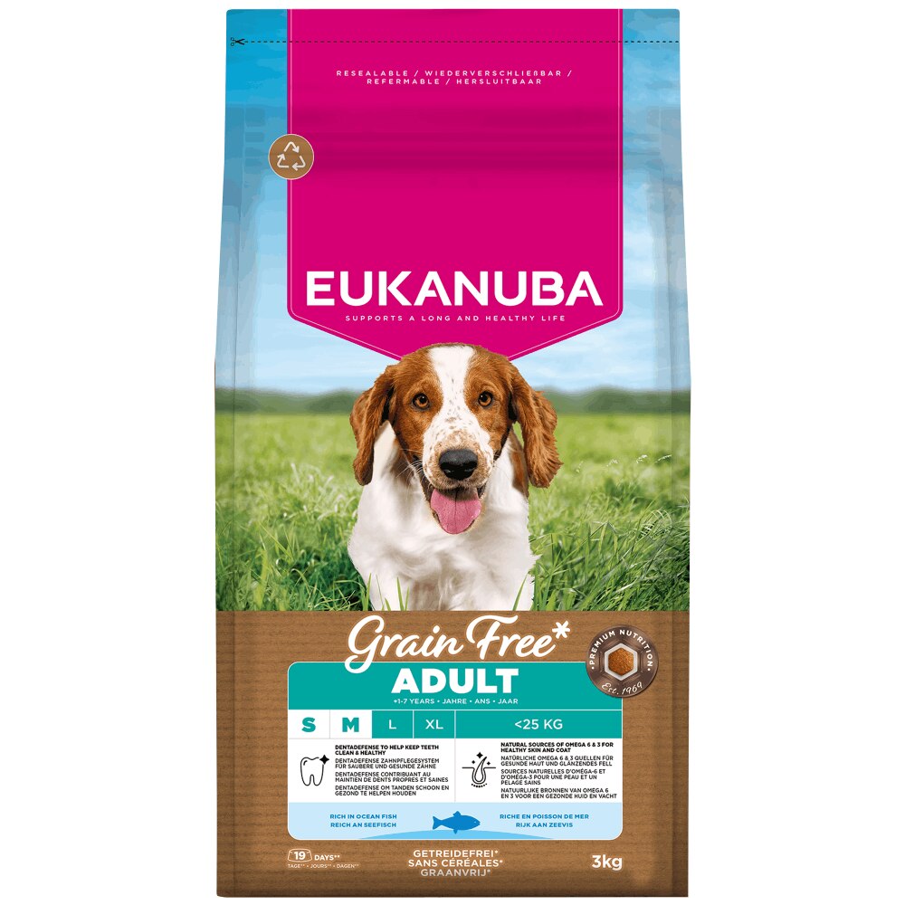 Eukanuba Grain Free Small/Medium Adult Dog Ocean Fish Dry Food - 3kg