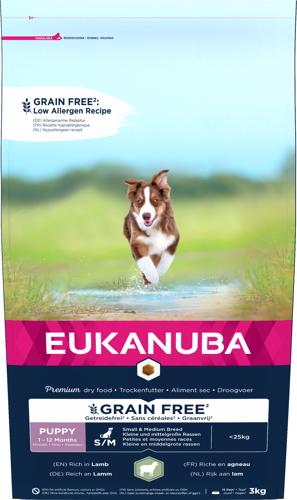 Eukanuba Grain Free Small/Medium Puppy Lamb Dry Food - 3kg