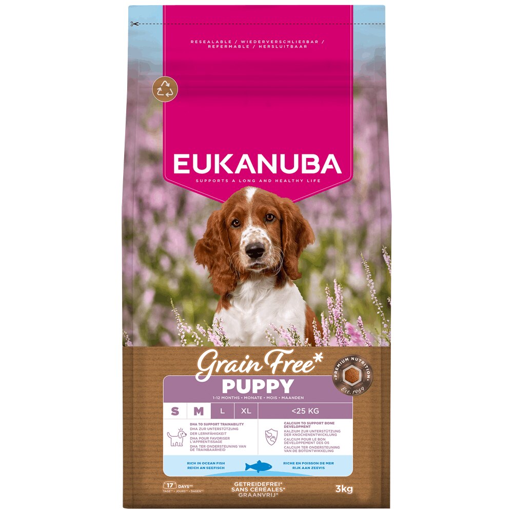 Eukanuba Grain Free Small/Medium Puppy Ocean Fish Dry Food - 3kg