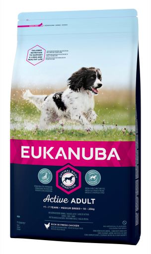 Eukanuba Active Adult Medium Breed Chicken Dry Dog Food - 3kg