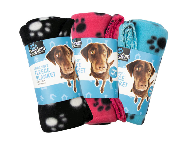 DUKE Fleece Paw Print Pet Blanket - 60cm x 100cm
