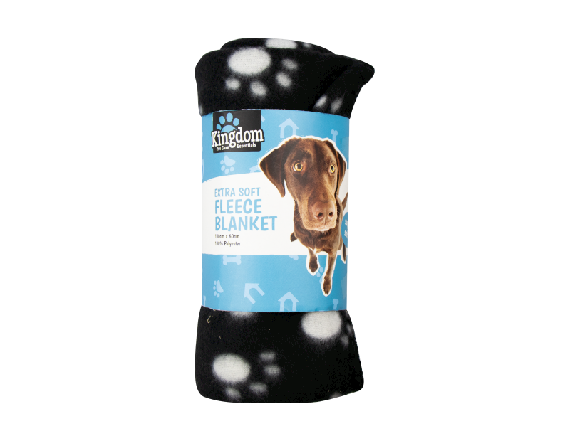 DUKE Fleece Paw Print Pet Blanket - 60cm x 100cm