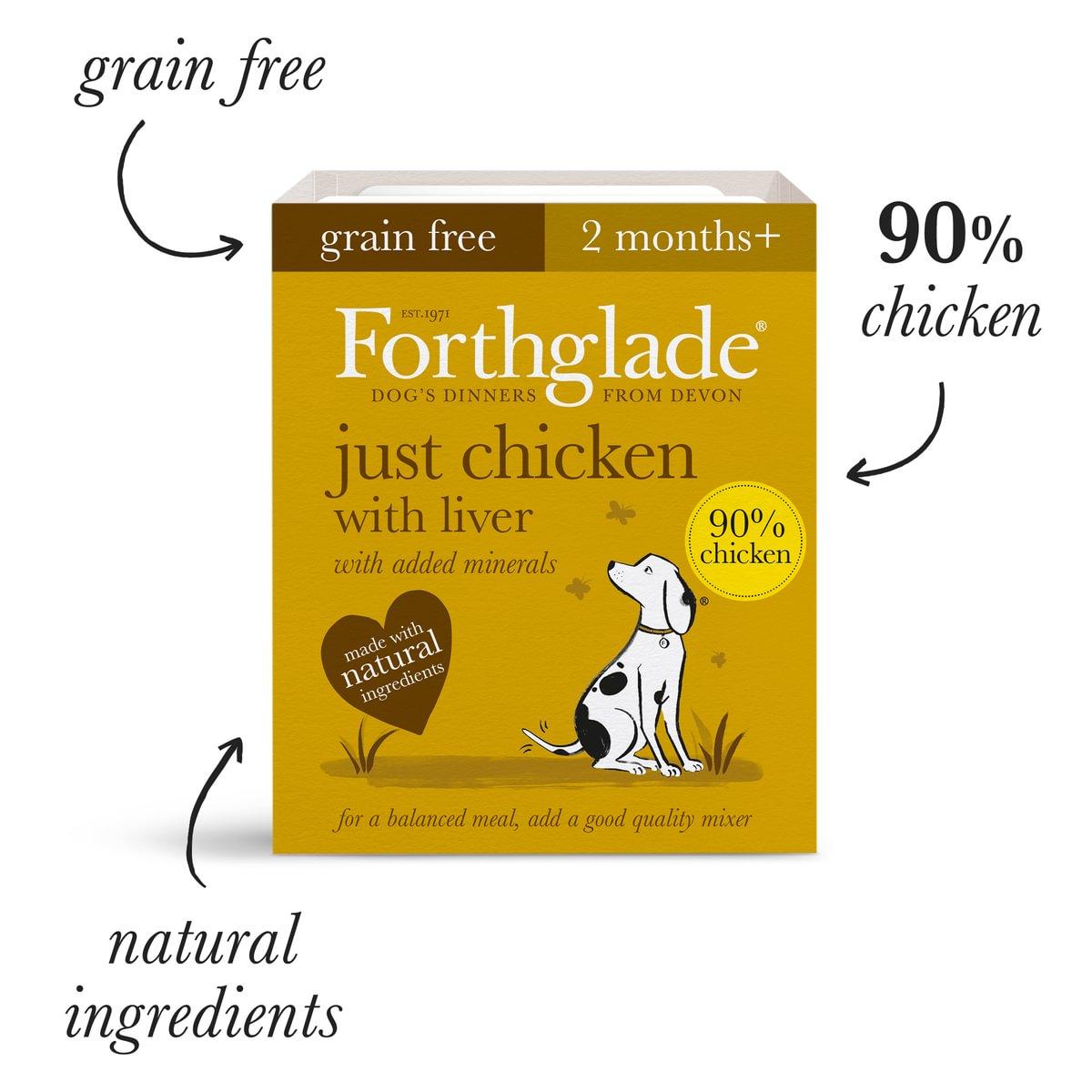 Forthglade Just Chicken with Liver Grain Free Dog Food 18Pack - 395G