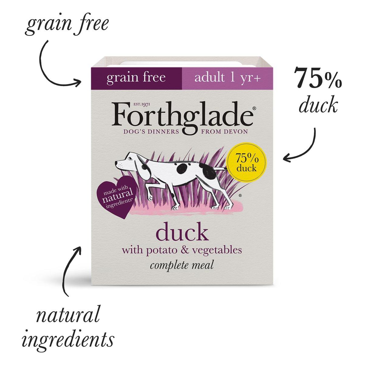Forthglade Complete Adult Duck & Veg, Grain Free Dog Food - 18 x 395G