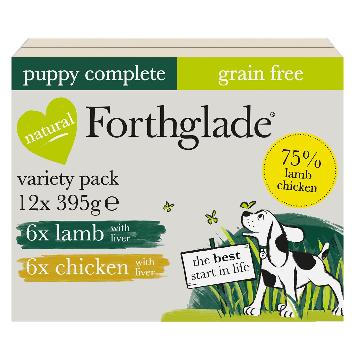 Forthglade Complete Puppy Grain Free Variety Lamb/Chicken with Liver, Sweet Potato & Veg Wet Dog Food - 12 x 395g